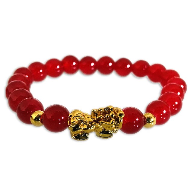 New Arrival Golden PIXIU Bracelet for Women Men Red Black Beads Couple Bracelet Bring Lucky Brave Wealth Feng Shui Bracelets
