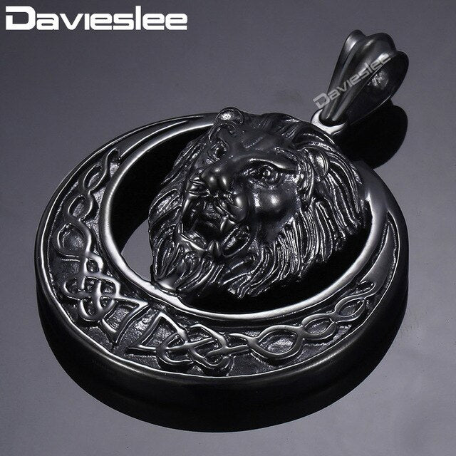 Davieslee Lion Head Pendant for Men Women 316L Stainless Steel Mens Pendant Fashion Jewelry Dropshipping 2018 Ship From USA HP96