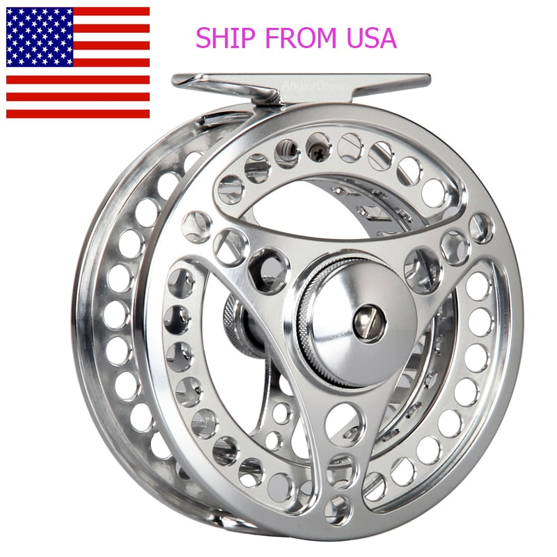 Angler Dream CNC Machined Fly Reel Silver Large Arbor Aluminum Fly Fishing Reel Ship From USA