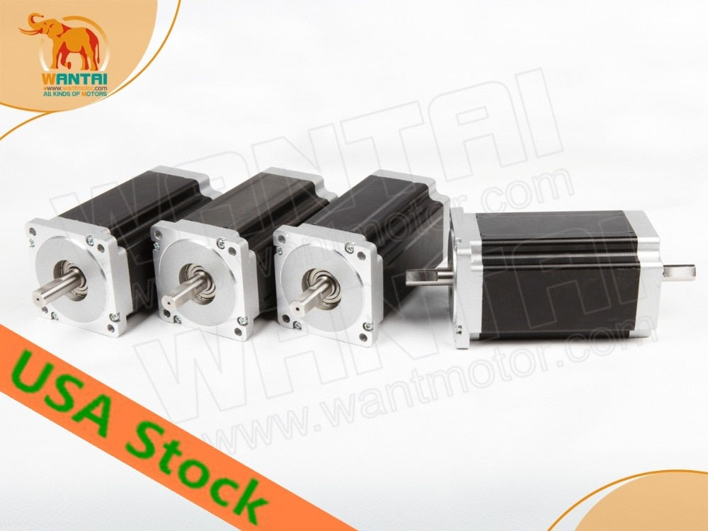 Ship From USA! Wantai 4PCS Nema34 Stepper Motor 85BYGH450C-012B Dual Shaft 1600oz-in 3.5A 4-Lead 2Phase Milling Laser