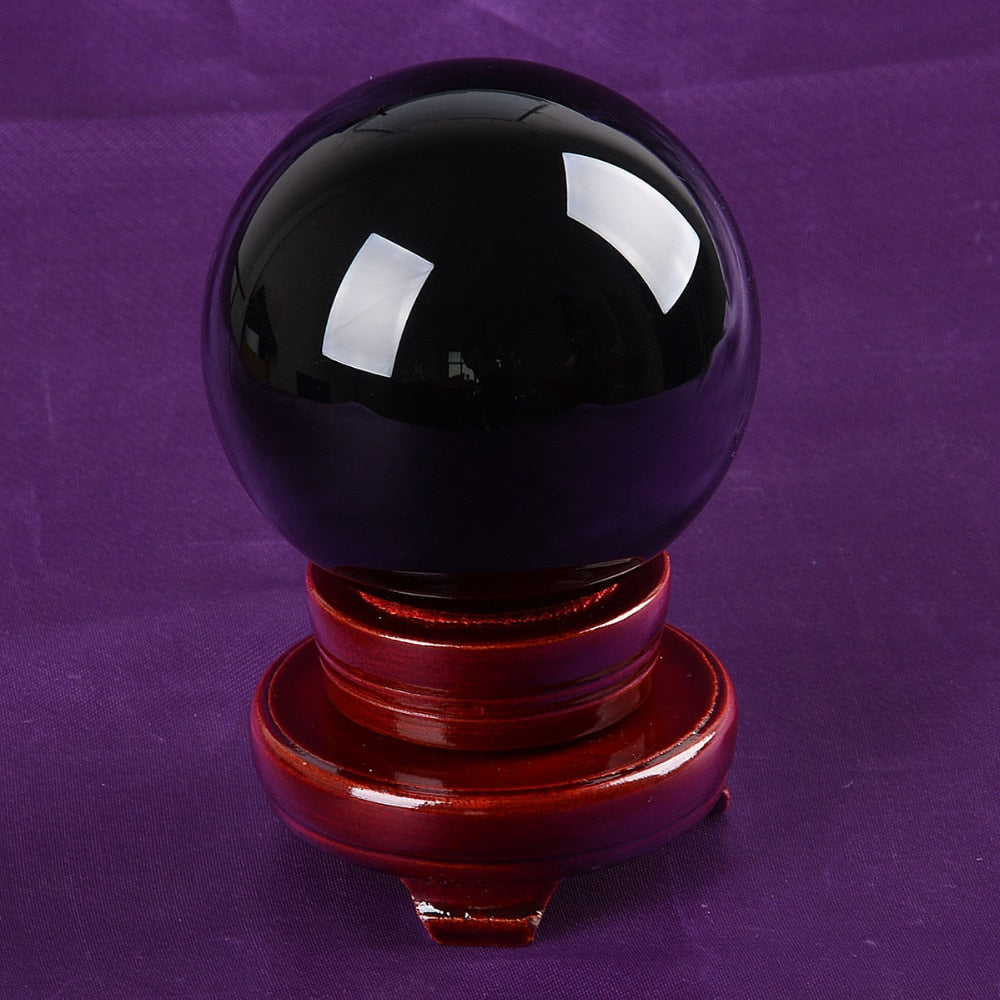 Ship From USA 80mm Rare Black Asian Quartz Feng Shui Ball Crystal Ball Sphere Fashion Table Decor Good Luck Ball