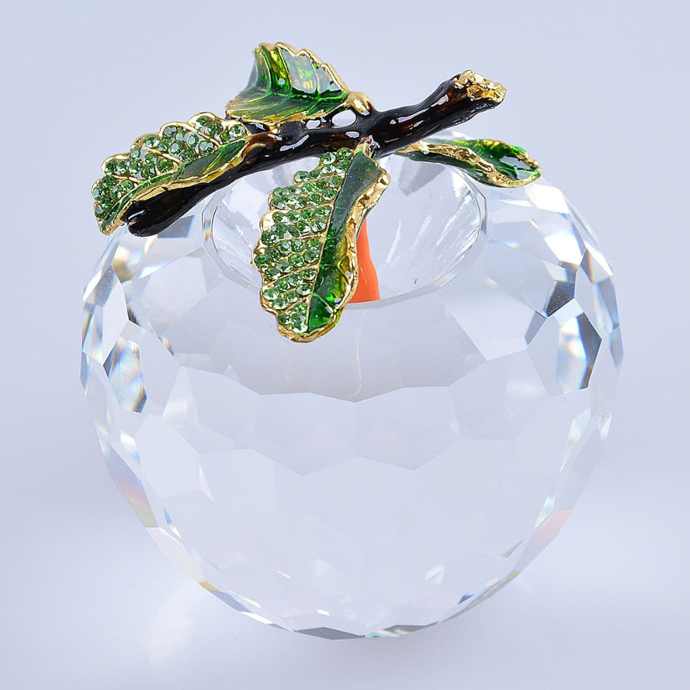 Ship From USA Clear White Apple Model Crystal Paperweight Decoration Glass Fruit 80mm Decoration Wedding Gift