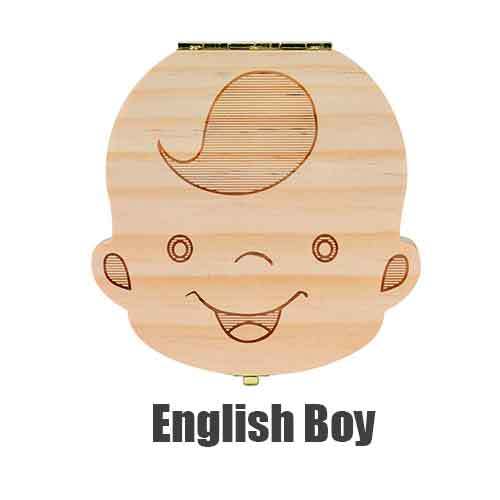 Baby Tooth Box Poland/English/Dutch/Russian/French /Italian  Wooden Milk Teeth Organizer Storage Boys Girls Baby Souvenirs Gift