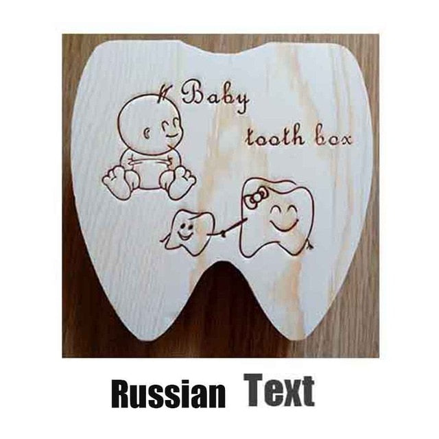 Baby Tooth Box Poland/English/Dutch/Russian/French /Italian  Wooden Milk Teeth Organizer Storage Boys Girls Baby Souvenirs Gift