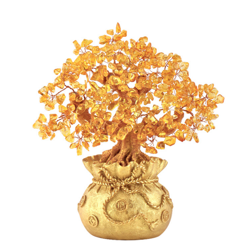 Feng Shui Crystal Wealth Lucky Money Tree Best Gift & Home Good Luck Decoration