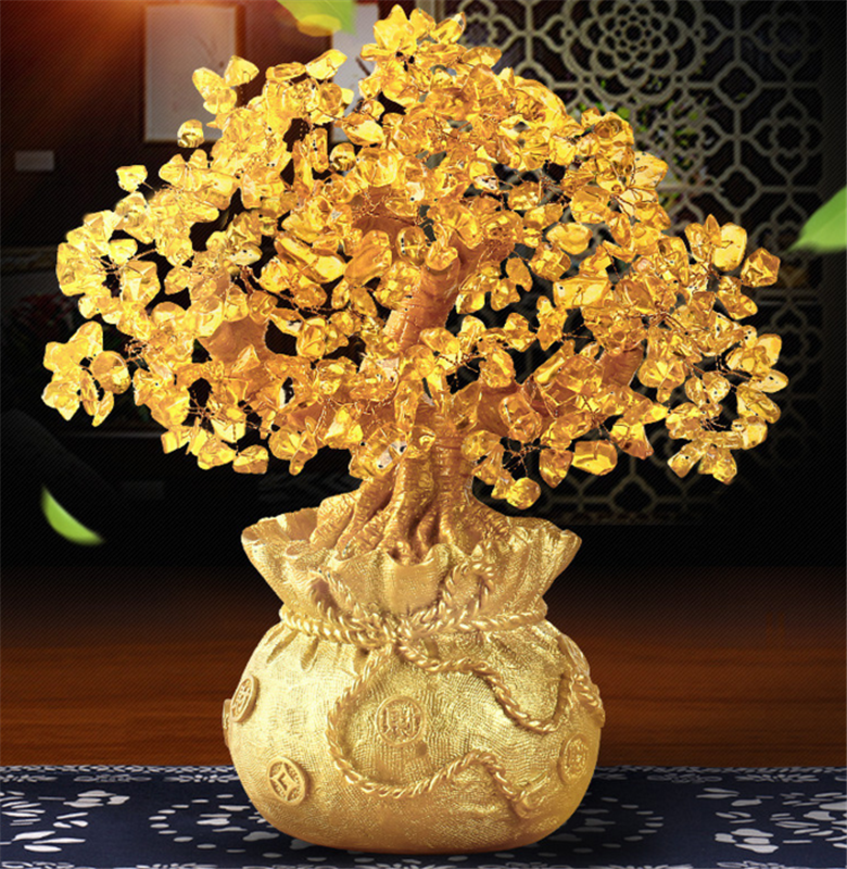 Feng Shui Crystal Wealth Lucky Money Tree Best Gift & Home Good Luck Decoration