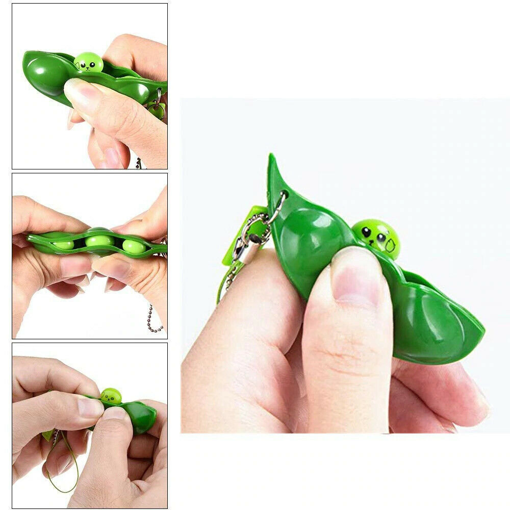 2021 New Key Tags Toys Peas Pop It Fidget Squishy Beans Keychain - Pack of 5